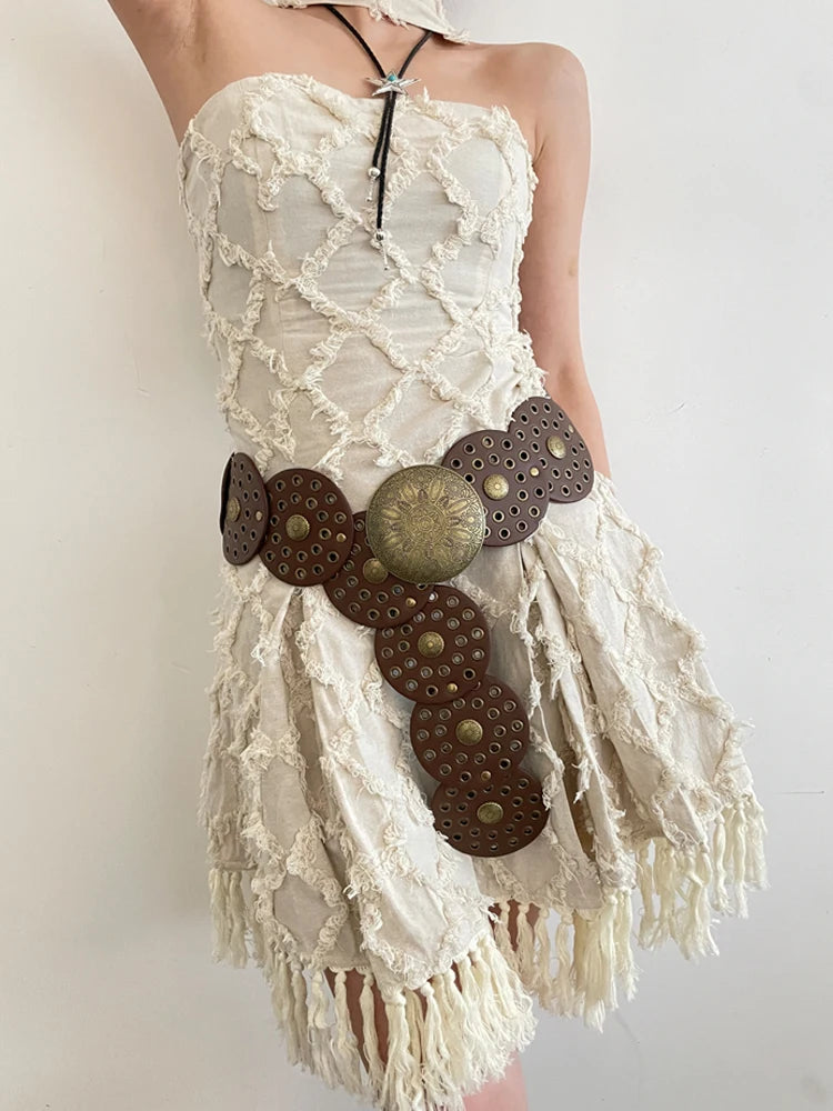 Cinto Circular Oco Estilo Retrô Acessórios Exagerados para o Verão 2024 Estilo Europeu Perfeito para Vestidos!