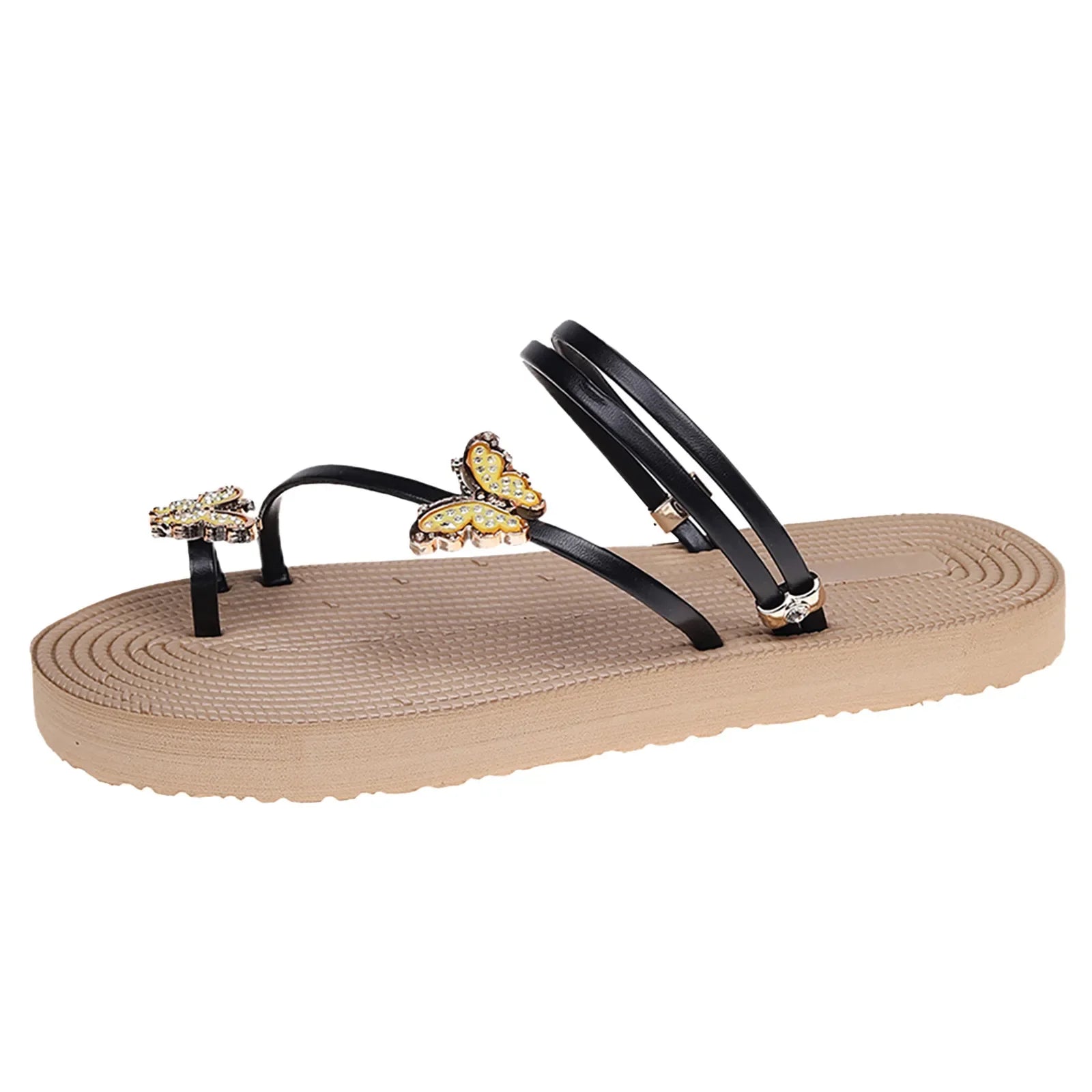 Sandálias Femininas Elegantes para o Verão: Slides Casuais com Dedo do Pé Aberto, Sola Macia, Estilo Borboleta, Zapatillas de Mujer com Salto Elegante.