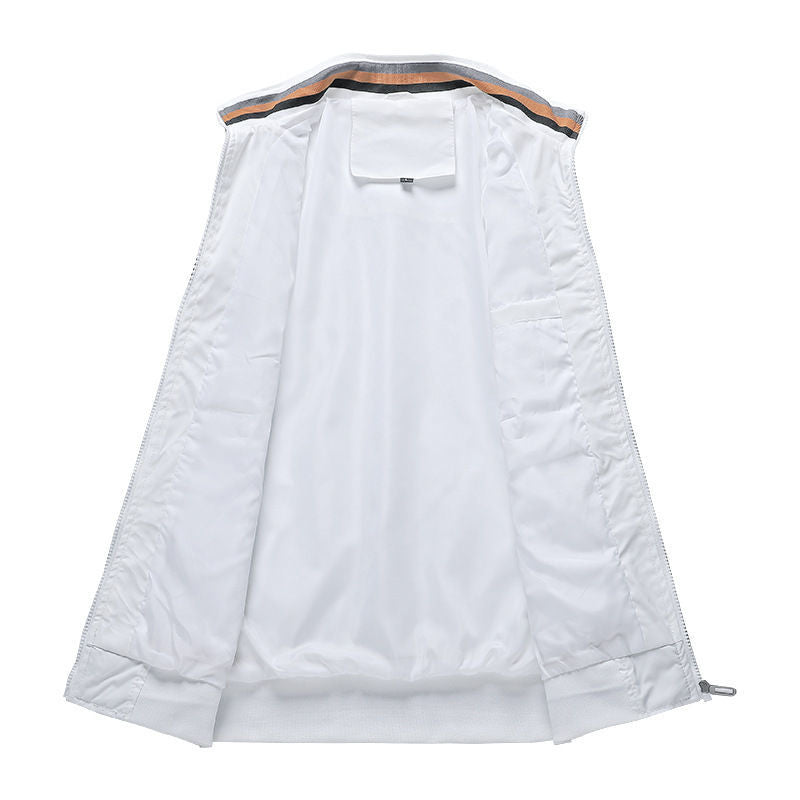 Jaqueta Masculina Casual com Gola para Outono e Inverno - Casaco com Zíper, Ideal para Esportes ao Ar Livre, Blusão à Prova d'Água, Estilo Bombardeiro.