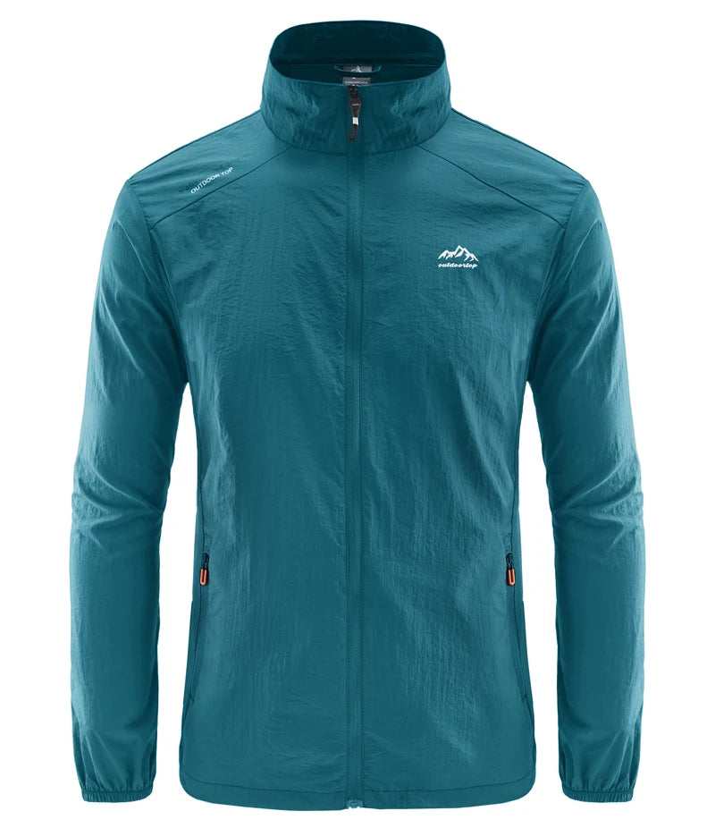 Jaqueta masculina de verão, com secagem rápida, ideal para caminhadas. À prova d'água e com proteção solar UV, é perfeita para esportes ao ar livre, como pesca, acampamento e corrida.