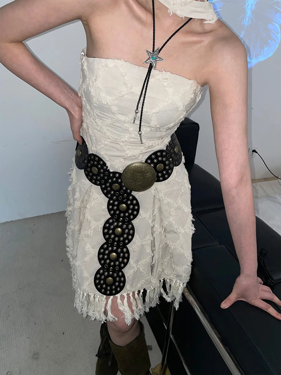 Cinto Circular Oco Estilo Retrô Acessórios Exagerados para o Verão 2024 Estilo Europeu Perfeito para Vestidos!