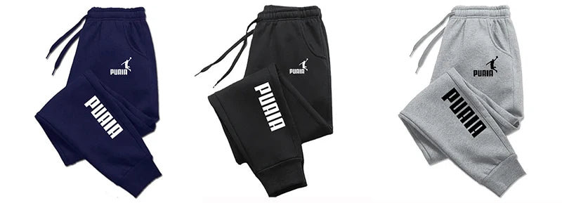 PUAIA - Calças Esportivas Masculinas de Jogging, Roupas Fitness Soltas, Monocromáticas, Estilo Streetwear, Ideais para Outono e Inverno.