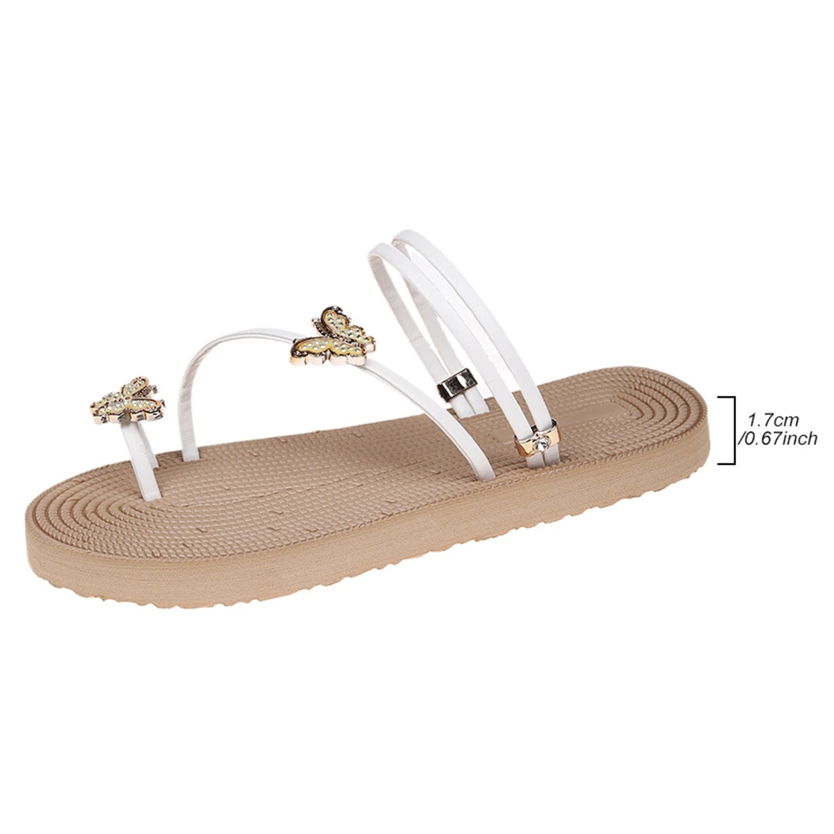 Sandálias Femininas Elegantes para o Verão: Slides Casuais com Dedo do Pé Aberto, Sola Macia, Estilo Borboleta, Zapatillas de Mujer com Salto Elegante.
