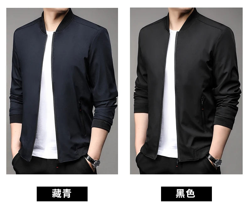 Jaqueta casual de negócios de alta qualidade para a primavera, com gola de beisebol. Estilo bonito e moderno, ideal para a juventude.