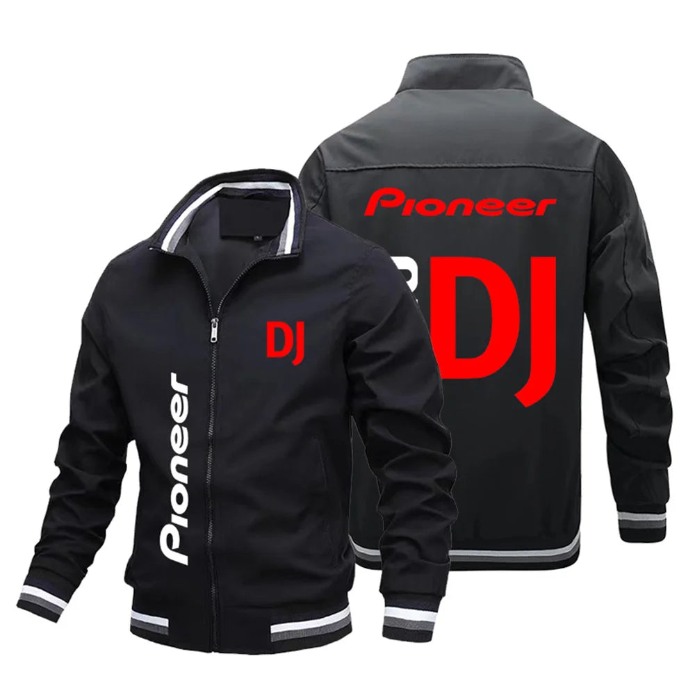Jaquetas de beisebol masculinas e femininas com logotipos, roupas de piloto e ofertas especiais do DJ pioneiro do festival de música sazonal.