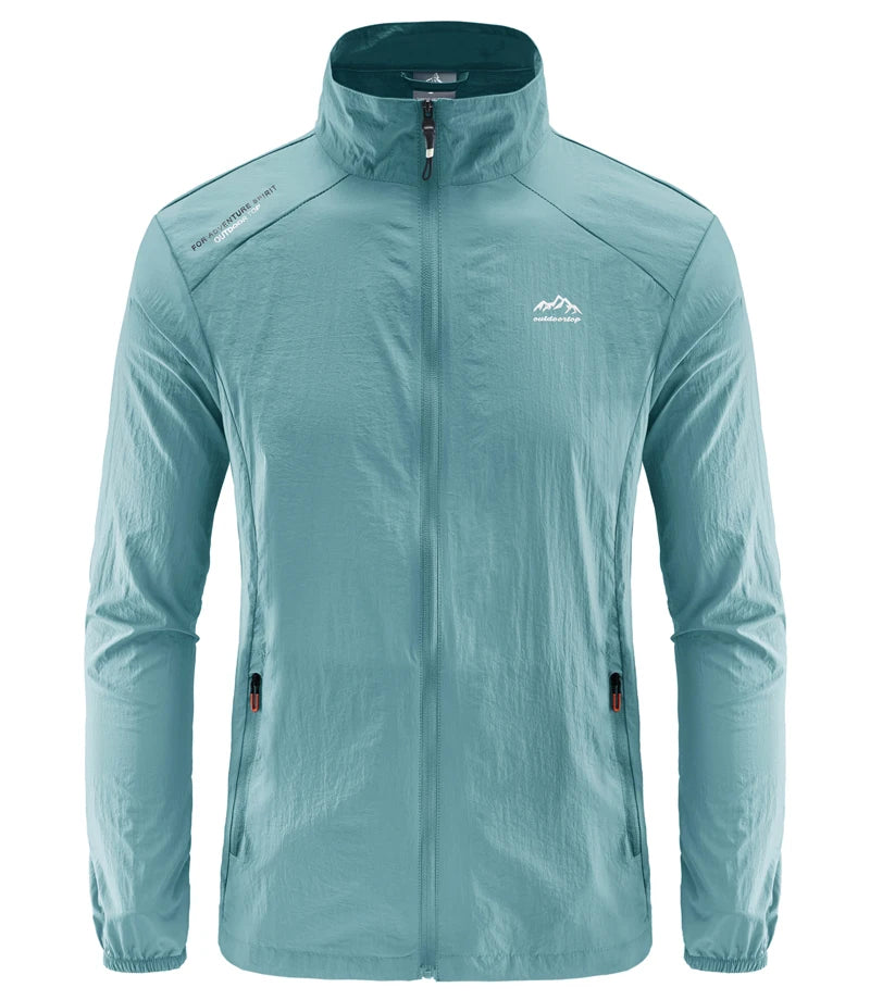 Jaqueta masculina de verão, com secagem rápida, ideal para caminhadas. À prova d'água e com proteção solar UV, é perfeita para esportes ao ar livre, como pesca, acampamento e corrida.