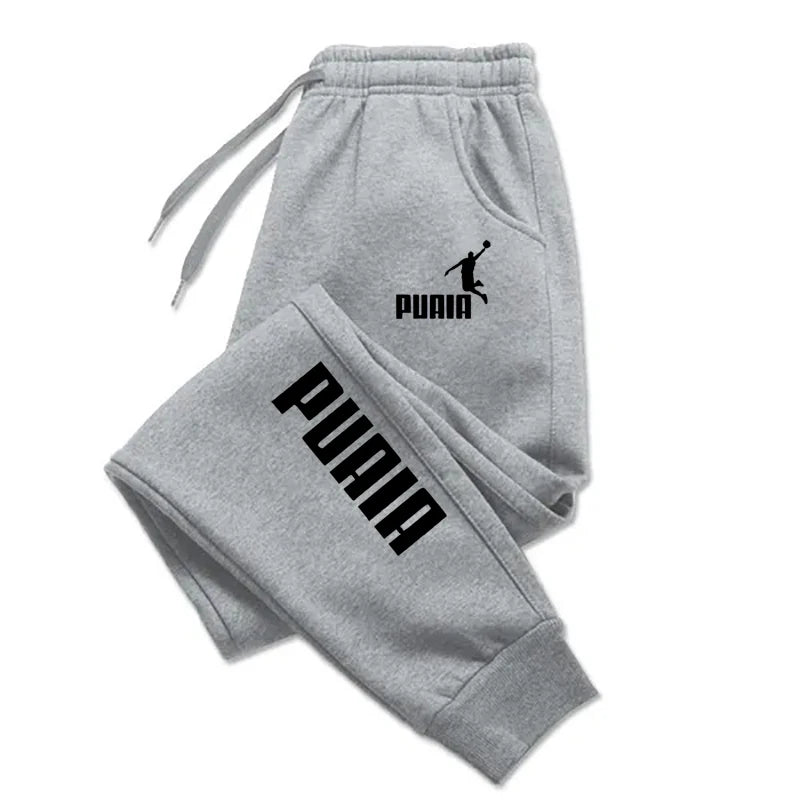 PUAIA - Calças Esportivas Masculinas de Jogging, Roupas Fitness Soltas, Monocromáticas, Estilo Streetwear, Ideais para Outono e Inverno.