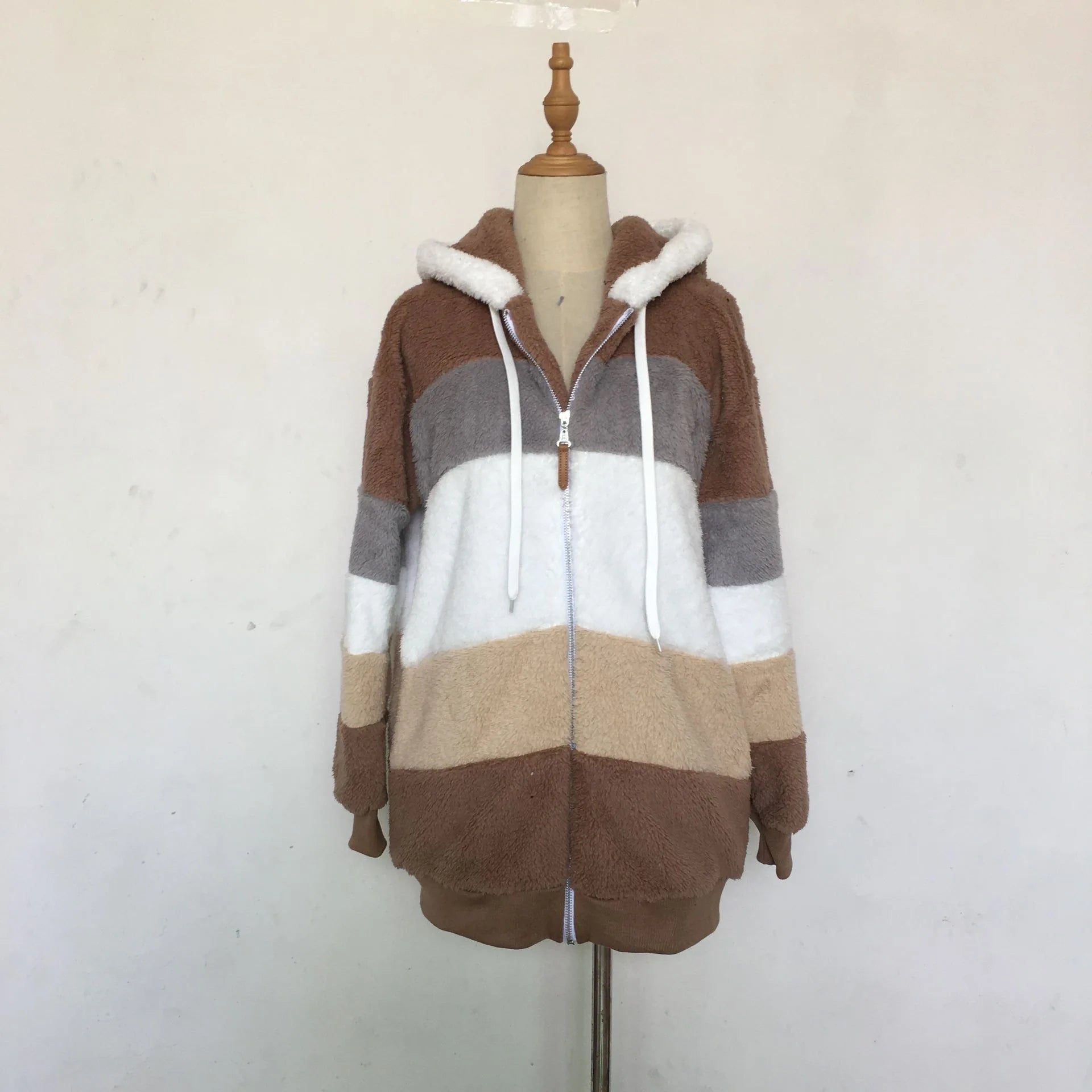 Jaqueta Oversized Feminina - Nova para Outono e Inverno de 2023, Quente, com Bolso de Pelúcia e Capuz, Estilo Streetwear, Solta, Roupas Externas para Mulheres.