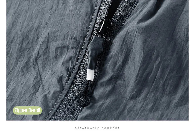 Jaqueta masculina à prova d'água para o verão, ideal para caminhadas, pesca e ciclismo. Com capuz, leve e com proteção solar.