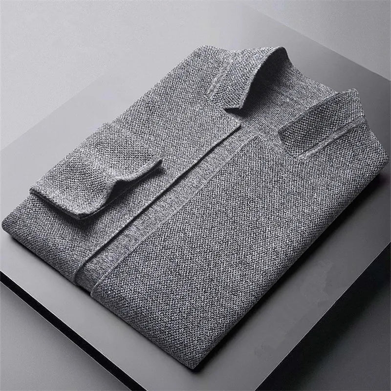 2022 cardigan jaqueta masculina cor sólida de malha casual gola fino ajuste cas
