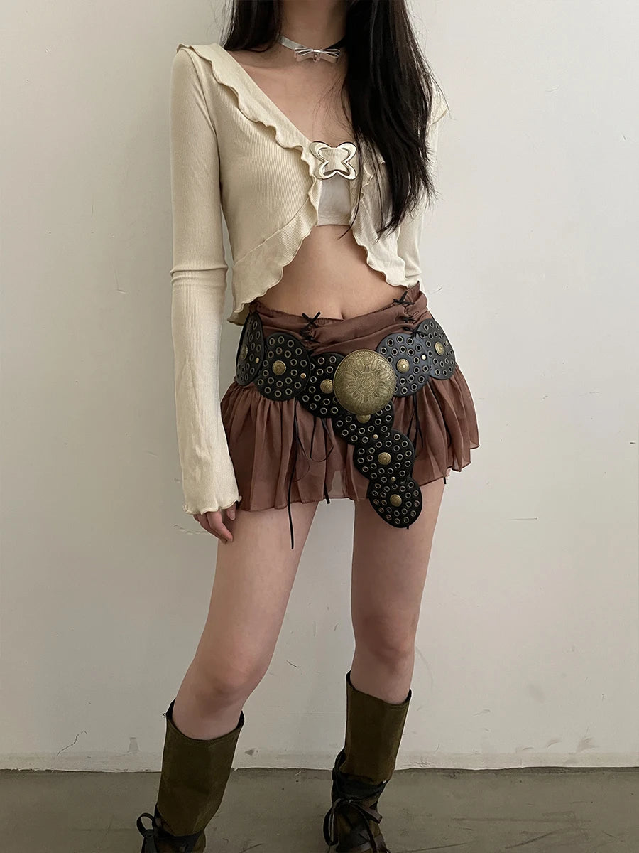 Cinto Circular Oco Estilo Retrô Acessórios Exagerados para o Verão 2024 Estilo Europeu Perfeito para Vestidos!