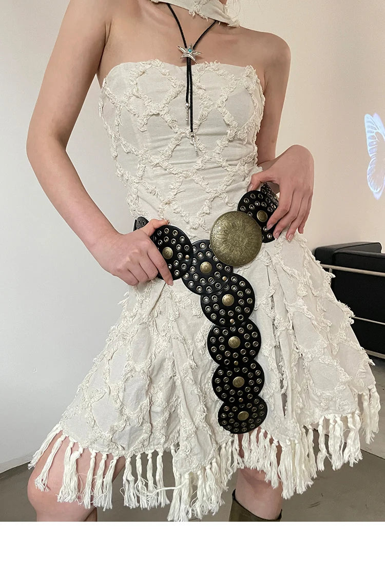 Cinto Circular Oco Estilo Retrô Acessórios Exagerados para o Verão 2024 Estilo Europeu Perfeito para Vestidos!