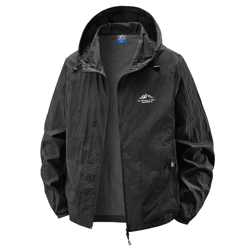 Jaquetas de verão à prova d'água para homens, ideais para caminhadas, pesca, ciclismo e ginásio. Casaco com capuz, esportes ao ar livre e proteção solar, jaqueta fina e leve.
