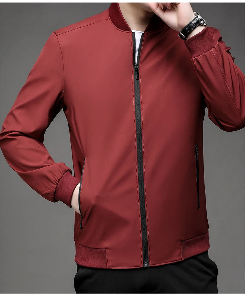 Jaqueta casual de negócios de alta qualidade para a primavera, com gola de beisebol. Estilo bonito e moderno, ideal para a juventude.