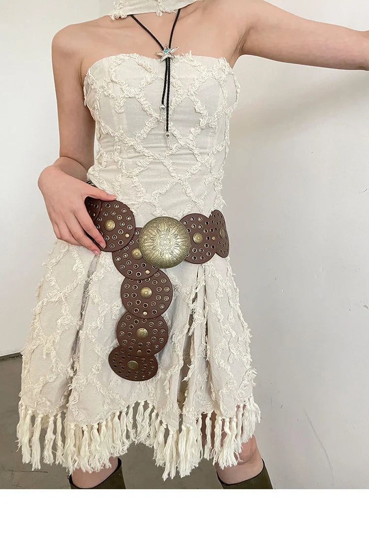 Cinto Circular Oco Estilo Retrô Acessórios Exagerados para o Verão 2024 Estilo Europeu Perfeito para Vestidos!