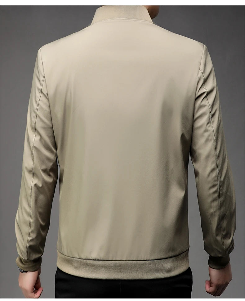 Jaqueta casual de negócios de alta qualidade para a primavera, com gola de beisebol. Estilo bonito e moderno, ideal para a juventude.