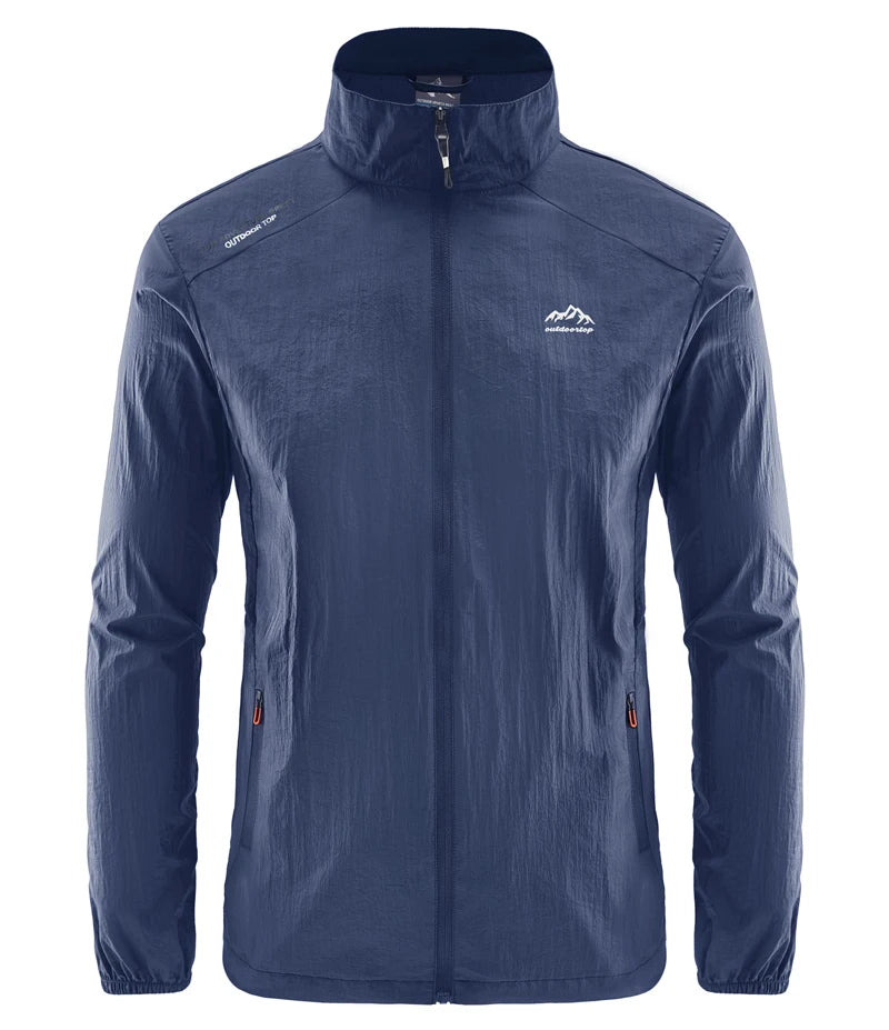 Jaqueta masculina de verão, com secagem rápida, ideal para caminhadas. À prova d'água e com proteção solar UV, é perfeita para esportes ao ar livre, como pesca, acampamento e corrida.
