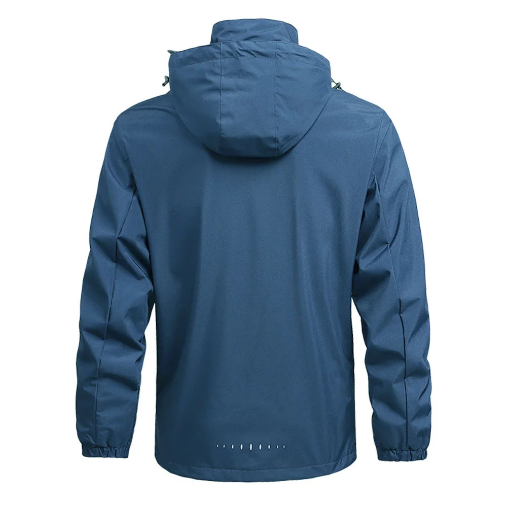 Jaqueta de chuva impermeável masculina leve exterior com capuz capa de chuva ao