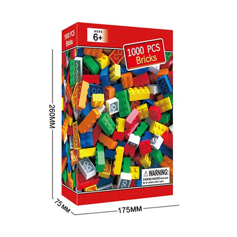 Blocos de Construção Criativos DIY – Conjunto em Massa com 300/500/1000/1500 Peças | Blocos Clássicos de Montar | Presente de Aniversário | Brinquedo Educativo para Crianças