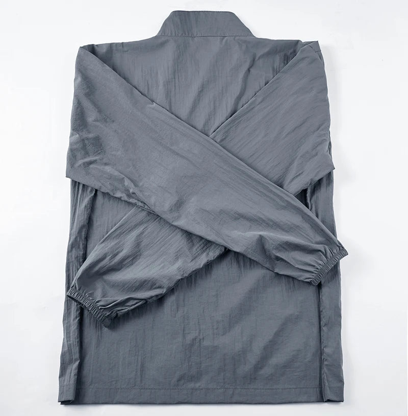 Jaqueta masculina de verão, com secagem rápida, ideal para caminhadas. À prova d'água e com proteção solar UV, é perfeita para esportes ao ar livre, como pesca, acampamento e corrida.