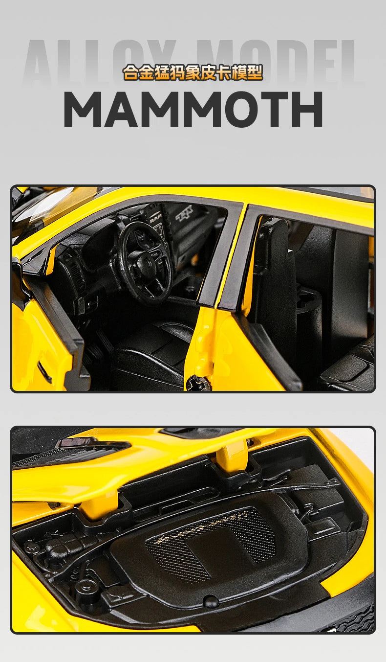 Dodge Ram 1000 TRX Mamute 1:32 - Pickup com Som, Luz e Movimento Para Trás - Brinquedo Colecionável para Crianças, Presente Ideal de Aniversário!