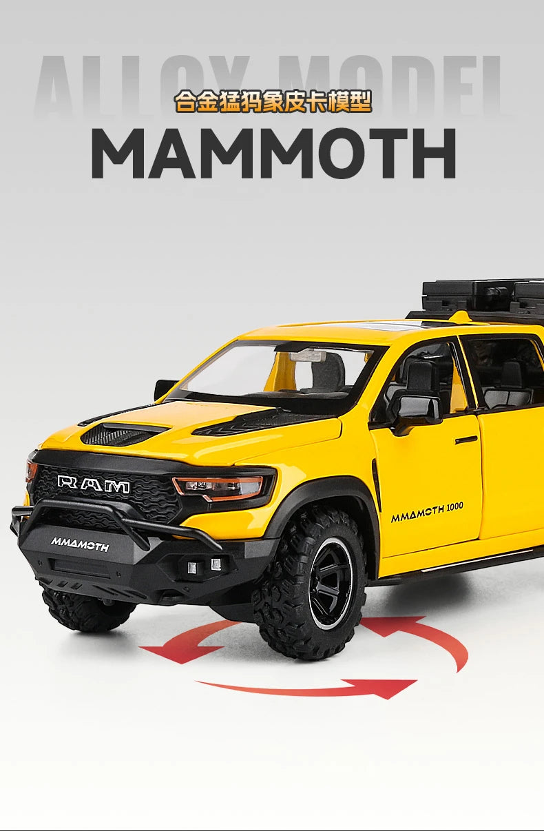 Dodge Ram 1000 TRX Mamute 1:32 - Pickup com Som, Luz e Movimento Para Trás - Brinquedo Colecionável para Crianças, Presente Ideal de Aniversário!