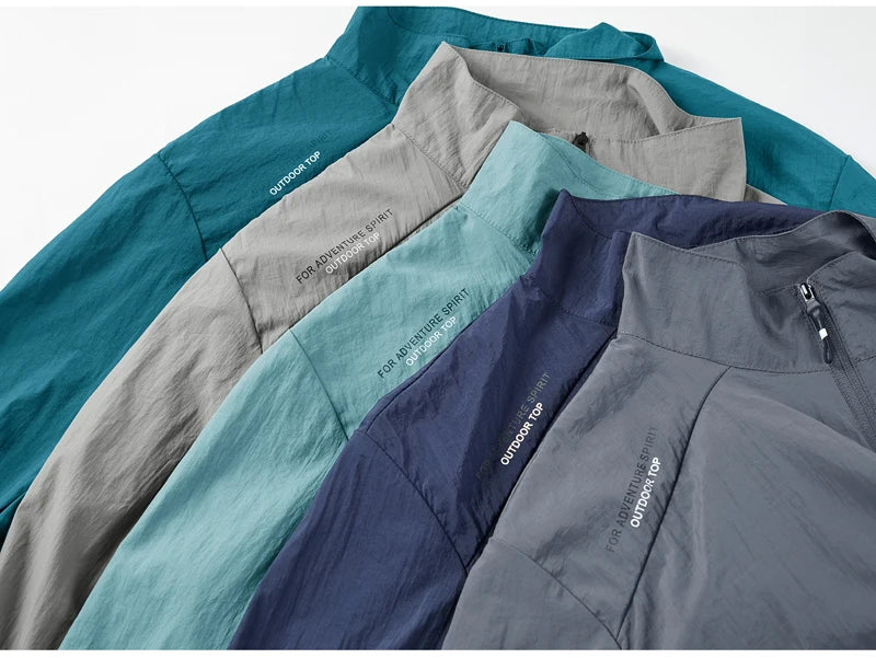 Jaqueta masculina de verão, com secagem rápida, ideal para caminhadas. À prova d'água e com proteção solar UV, é perfeita para esportes ao ar livre, como pesca, acampamento e corrida.