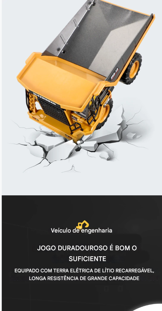 Caminhão Basculante Escavadeira RC 2.4G – Veículo de Engenharia com Controle Remoto