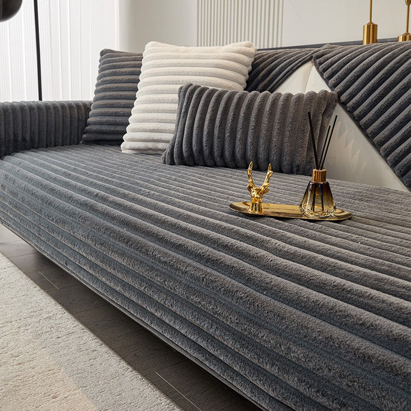 Almofada de sofá com pelo sintético de coelho, extra macia e quente para o inverno – capa de assento aconchegante e elegante!