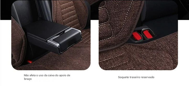 Capa Universal para Assento de Carro em Linho | 4 Estações | Respirável e Antiderrapante | Proteção Elegante para Bancos Automotivos
