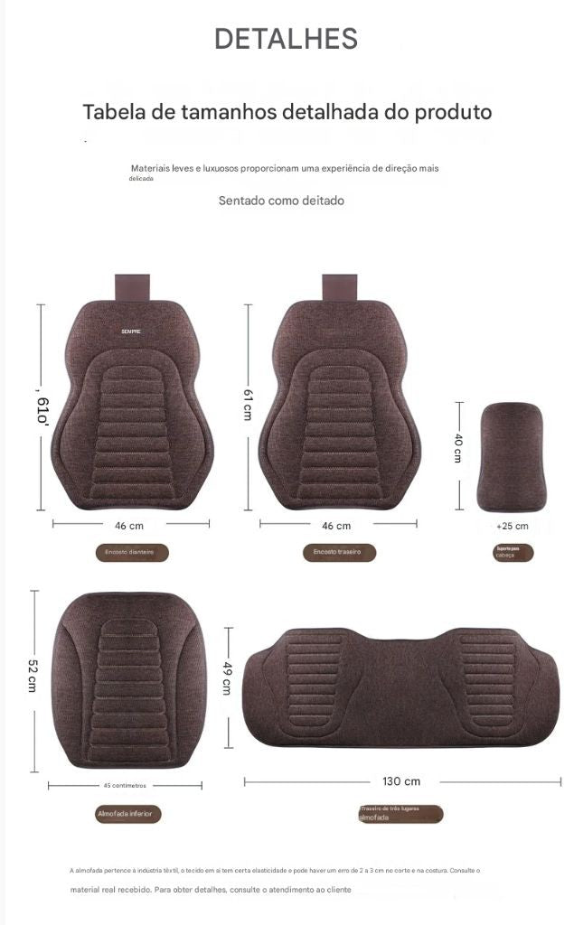 Capa Universal para Assento de Carro em Linho | 4 Estações | Respirável e Antiderrapante | Proteção Elegante para Bancos Automotivos