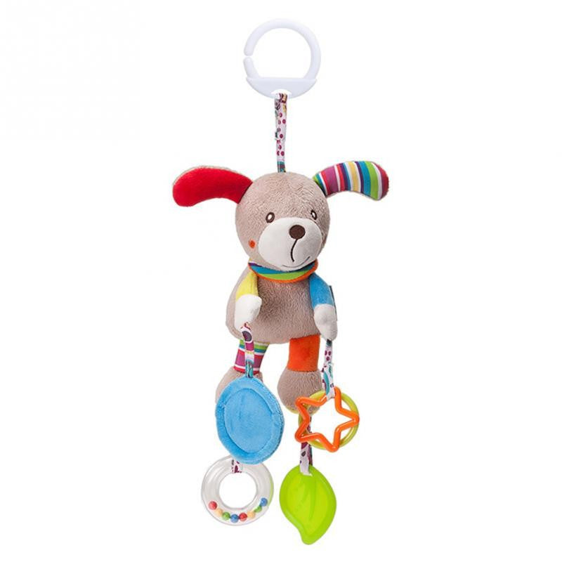 Brinquedo de pelúcia pendurado para carrinho , chocalho educativo com animais fofos, ideal para bebês de 0 a 12 meses