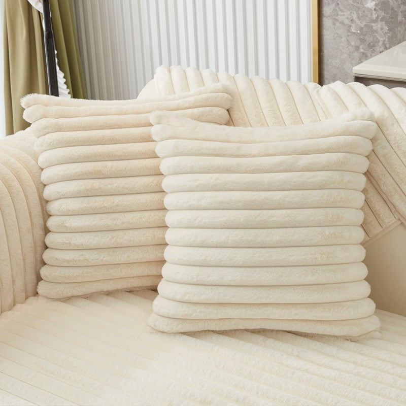 Almofada de sofá com pelo sintético de coelho, extra macia e quente para o inverno – capa de assento aconchegante e elegante!