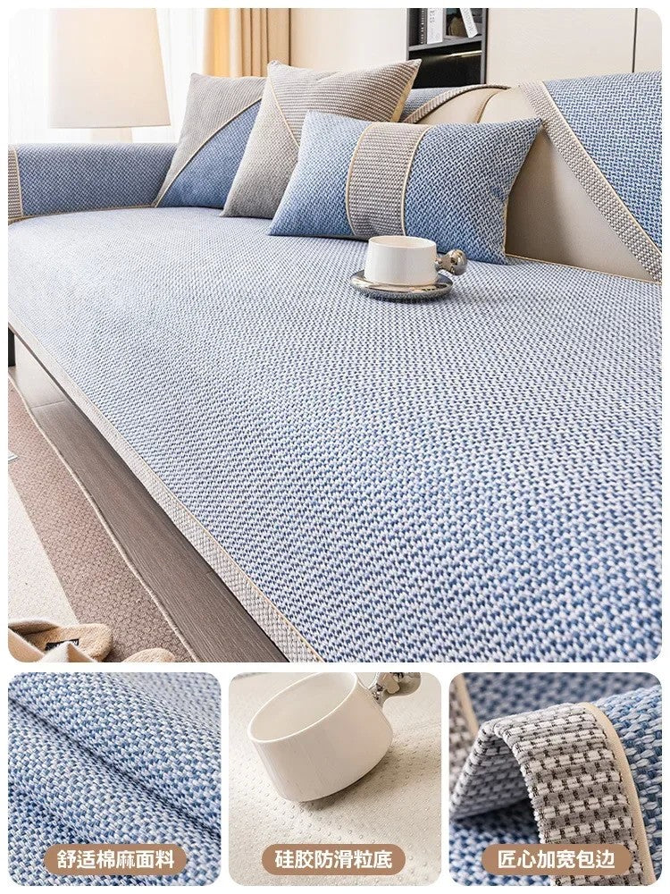 Capa de Sofá em Algodão Linho Antiderrapante – Proteção e Elegância para Sala de Estar