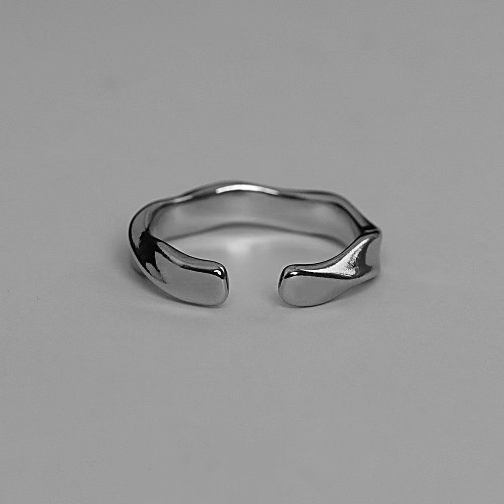 Anel Aberto Mobius Onda — Cor Prata, Liga Metálica | Joia Simples e Retrô, Tendência Masculina e Feminina