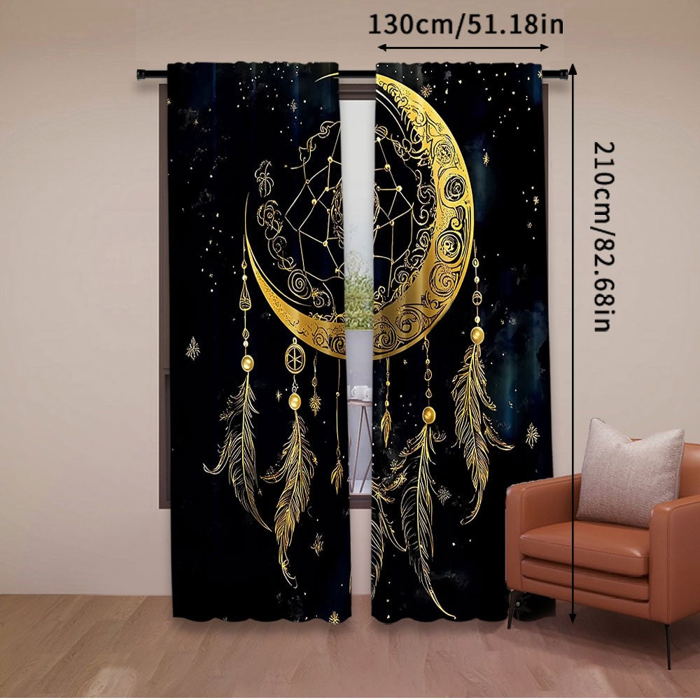 Kit com 2 Cortinas Boho Lua & Estrelas