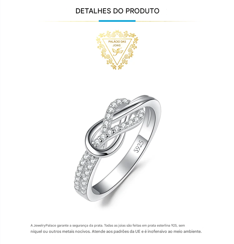 Anel de declaração em Prata Esterlina 925 com nó do infinito ?? e pedra preciosa ? — símbolo de amor eterno!