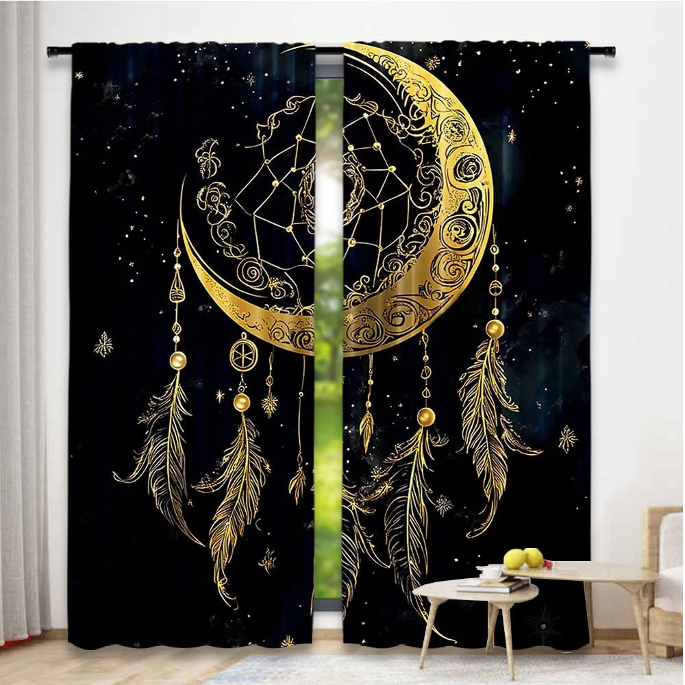 Kit com 2 Cortinas Boho Lua & Estrelas