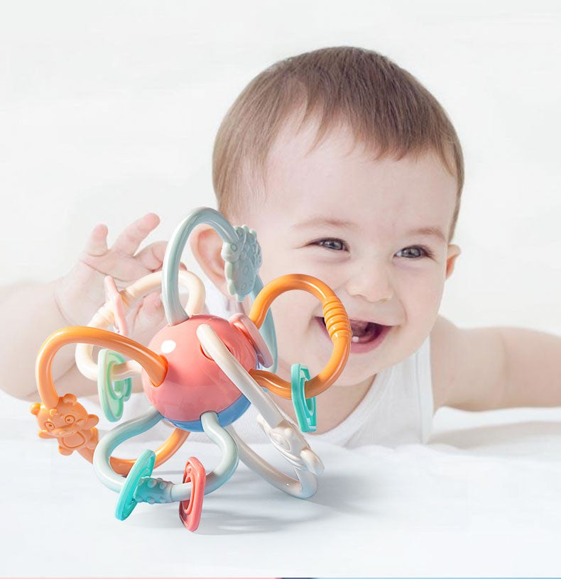 Brinquedo sensorial e educativo para bebês – 0 a 12 meses | Chocalho, mordedor, dentição e desenvolvimento motor.