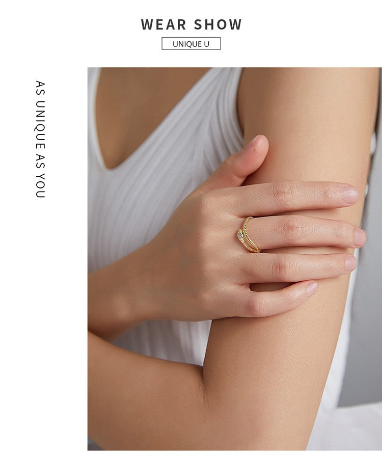 Bamoer | Anel Ajustável em Prata Esterlina 925, Banhado a Platina, com Zircão Verde e Textura Retrô de Cobra – Disponível em 4 Cores.