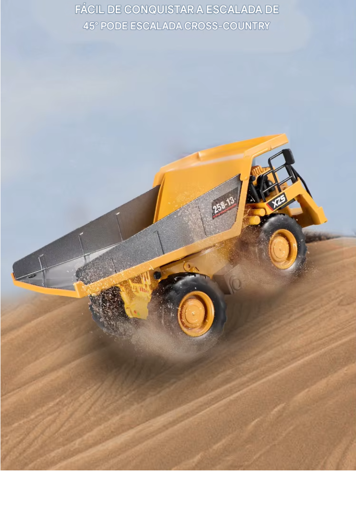 Caminhão Basculante Escavadeira RC 2.4G – Veículo de Engenharia com Controle Remoto
