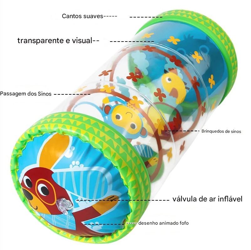 Rolo Inflável para Engatinhar — Brinquedo para Bebês de 6 a 12 Meses | Estímulo ao Desenvolvimento, Tempo de Barriga, Jogos de Fitness e Aprendizagem Precoce com Bola de PVC
