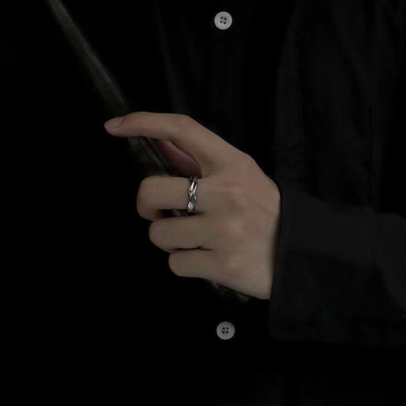 Anel Aberto Mobius Onda — Cor Prata, Liga Metálica | Joia Simples e Retrô, Tendência Masculina e Feminina