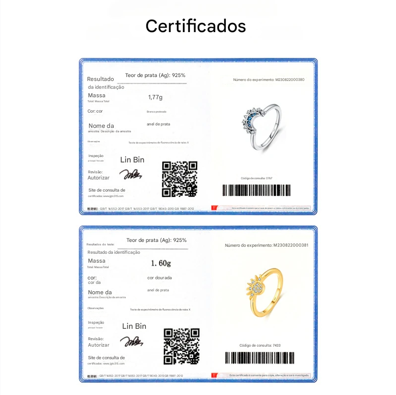 Anel Casal Sol e Lua em Prata 925, com céu azul espumante e zircônia cúbica, joias finas de promessa, perfeito para presente de Dia dos Namorados.