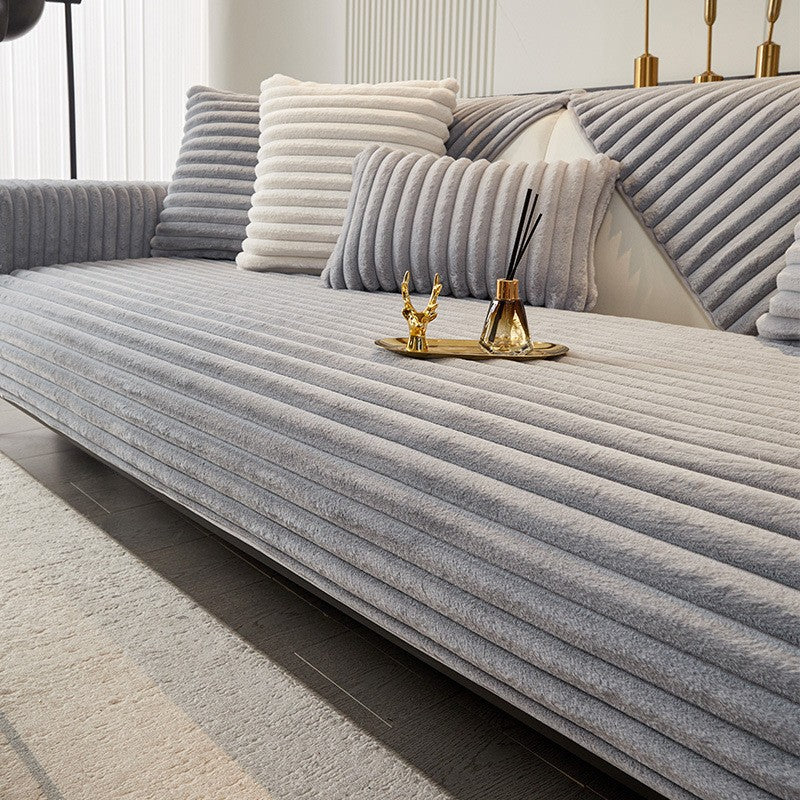 Almofada de sofá com pelo sintético de coelho, extra macia e quente para o inverno – capa de assento aconchegante e elegante!