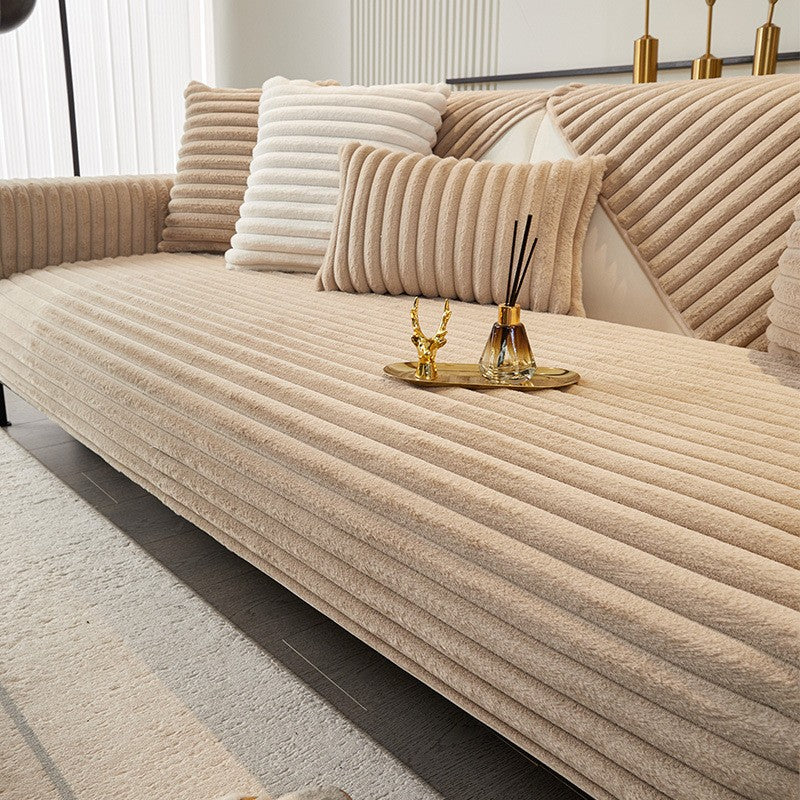 Almofada de sofá com pelo sintético de coelho, extra macia e quente para o inverno – capa de assento aconchegante e elegante!