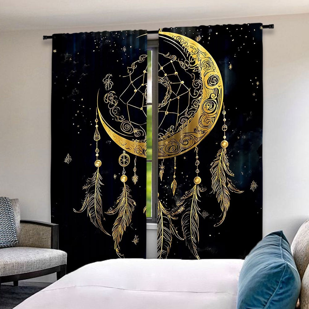 Kit com 2 Cortinas Boho Lua & Estrelas