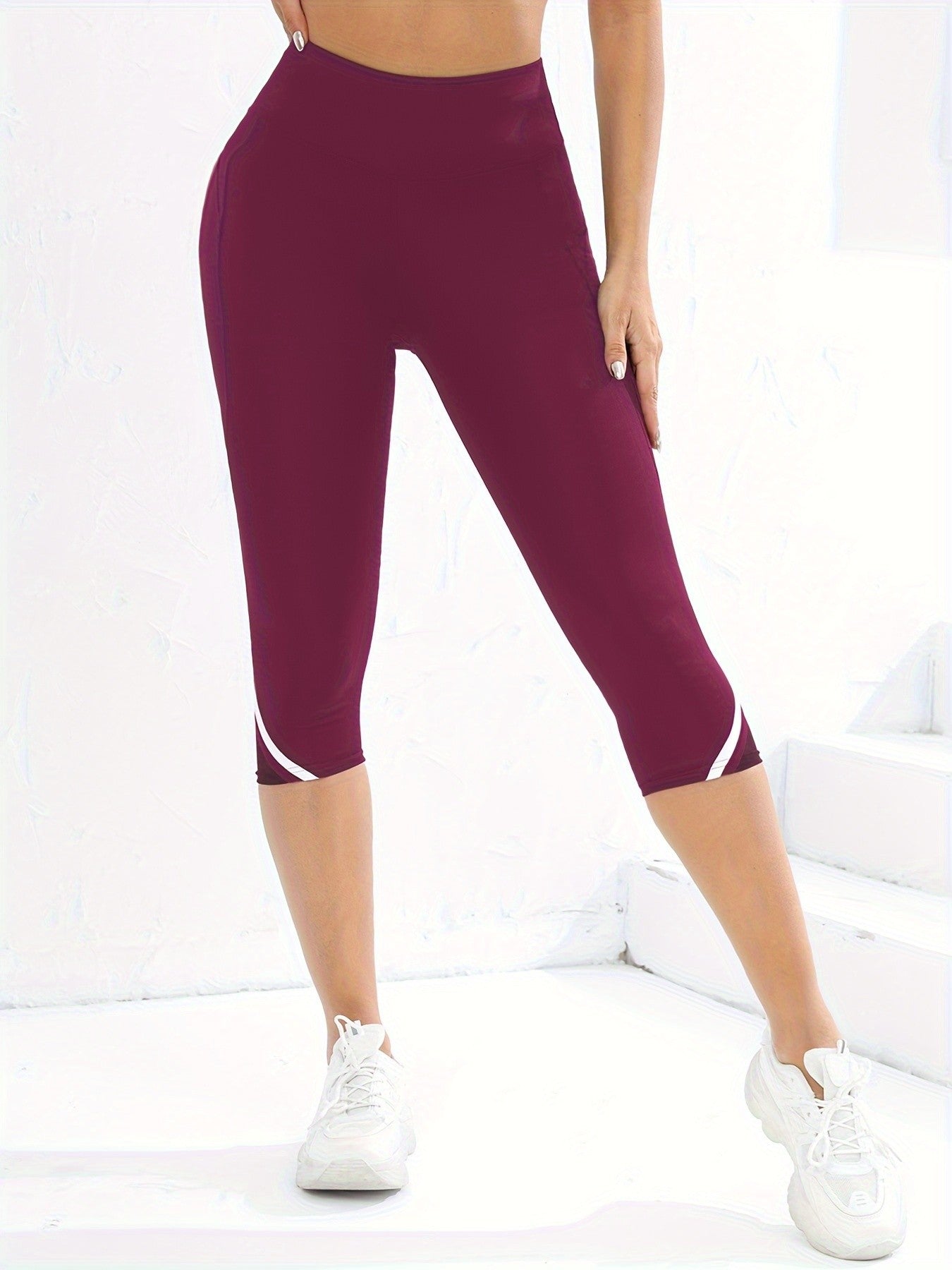 Leggings femininas capri de cintura alta para yoga e treino.