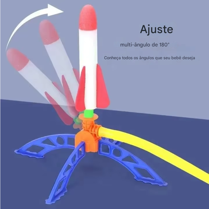 Brinquedo Lançador de Foguete com Bomba de Pedal – Jogo Divertido ao Ar Livre para Crianças