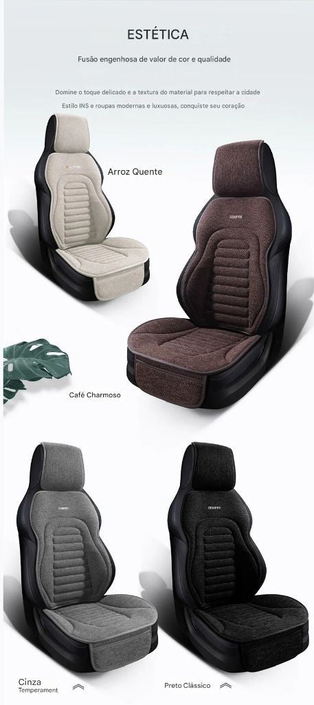 Capa Universal para Assento de Carro em Linho | 4 Estações | Respirável e Antiderrapante | Proteção Elegante para Bancos Automotivos